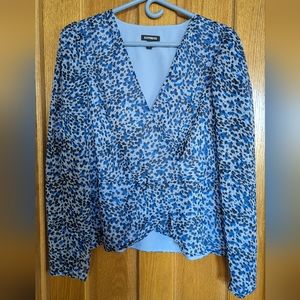 Express fun leopard peplum wrap top NWOT
